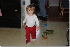 Theodore is always on the prowl for food at Grammy's