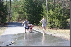 Sebastian and Theodore get ready for another run through the cool water.