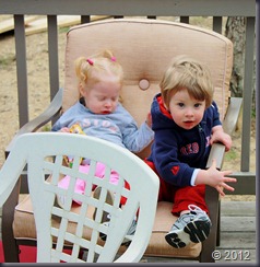 The twins got some time outside today. Dressed in their Red Sox shirts, they're ready for opening day.