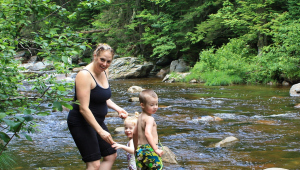 Playing at East Branch Dead Diamond River (photo by Steve Beal Sr.)
