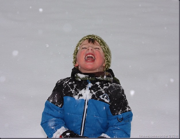 Theodore enjoys one his top five favorite foods, snow