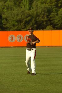 Riley Palmer showing proper throwing mechanics with the IronBirds. (photo courtesy of Riley Palmer and the IronBirds)