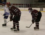 Dylan Hyers and Max Lajeunesse looking for a chance off of a faceoff. (c) 1inawesomewonder. (Photo by Charron)