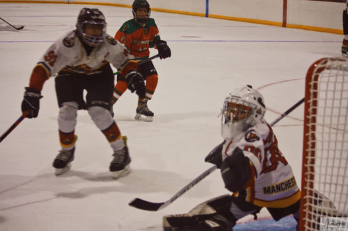 Shot hits post and in